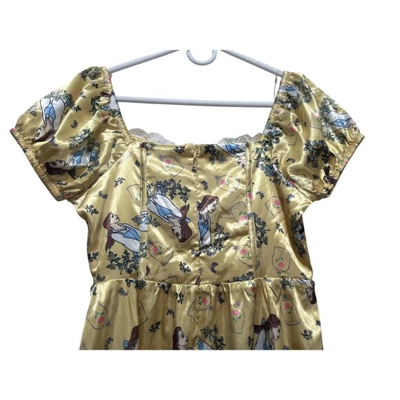 Disney Beauty Beast Belle Novelty Mini Dress Size Small Yellow Sweetheart Corset - Picture 8 of 16